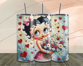 Get 4 Romantic Betty Boop Tumbler Designs+1 Gift Straight,Betty Boop Tumbler Wraps:Instant Digital Download for 20 oz Tumblers PNG