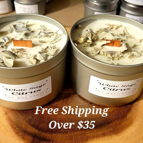 8oz Herbal and Floral Soy Candle / Free Shipping / Handmade Etsy