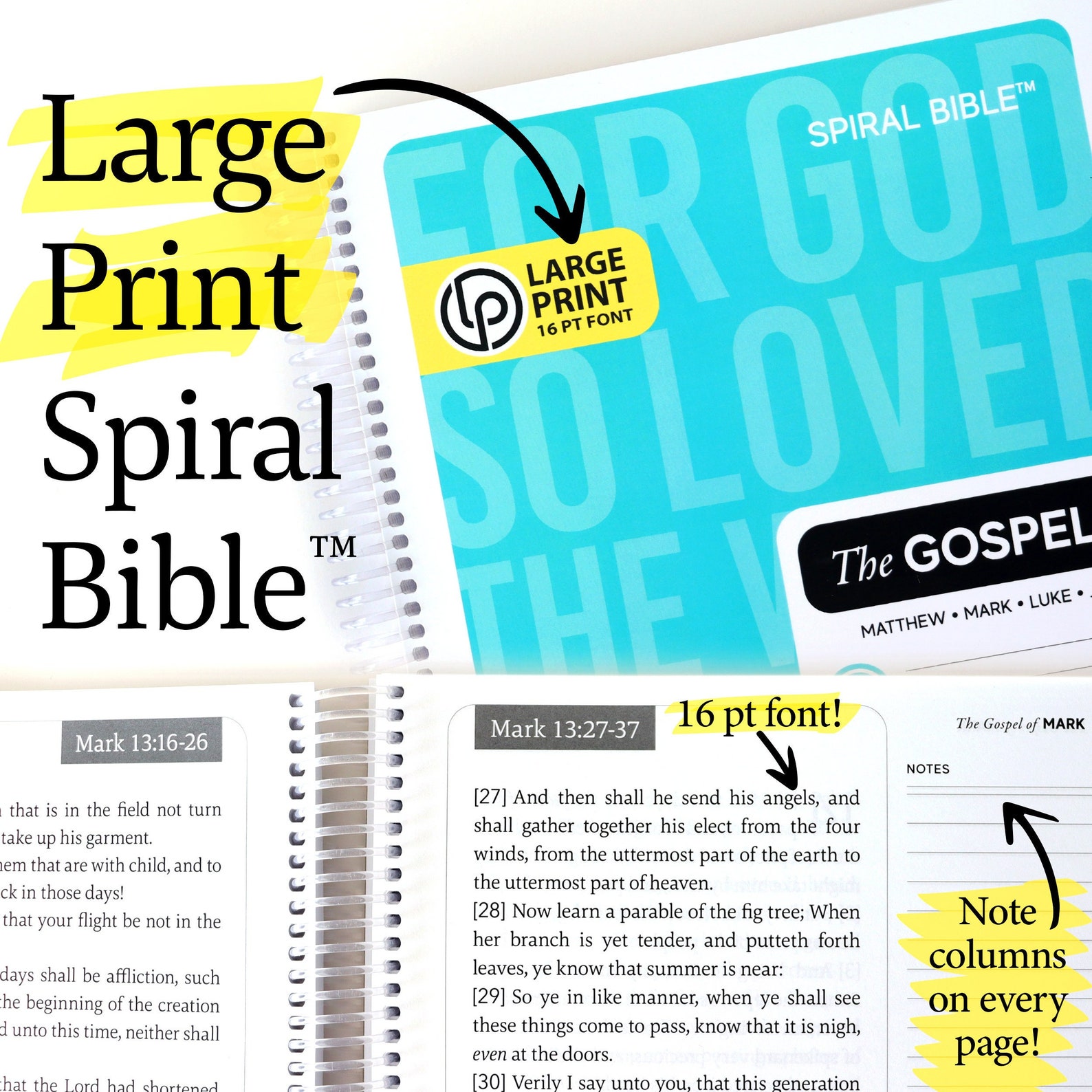 Spiral bible kjv large print the gospels etsy