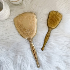 VANITY SET Brass Vintage Victorian Art Deco Distressed