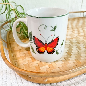 BUTTERFLY MUGS Set of 5 Vintage Boho Bohemian Butterflies 8 oz.