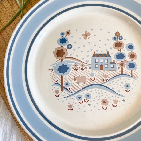 PLATE The Museum Collection by Hearthside Farmhouse Stoneware Blue Brown