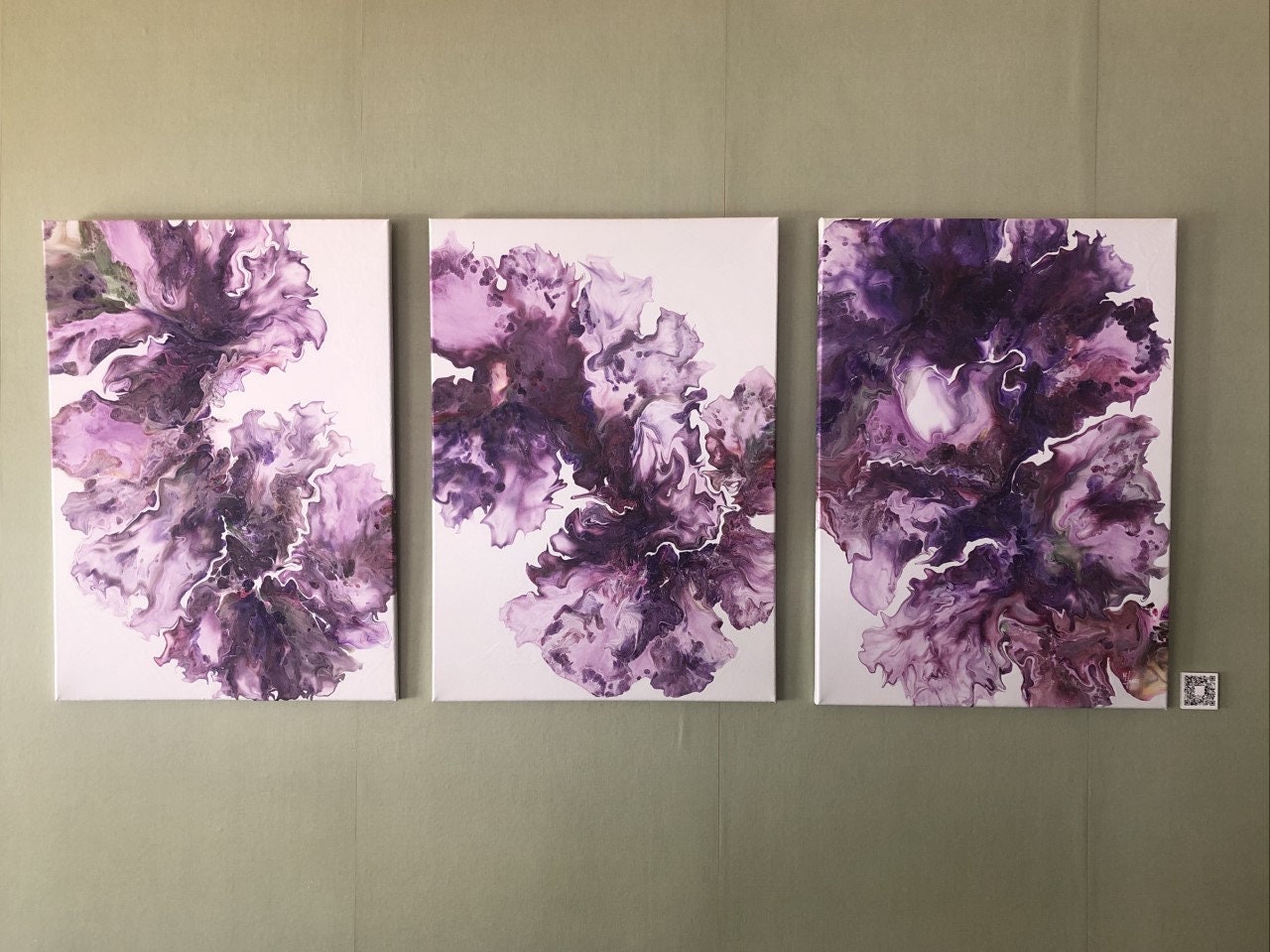 The Big Bang 8 Triptych Unique Acrylic Pour on 3 X 12 X 4 Small