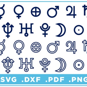 Planet Solar System Icons Symbols individual svg/dxf/png/pdf, archivos cortados, descarga digital, Cricut, Silhouette, Glowforge, descarga instantánea