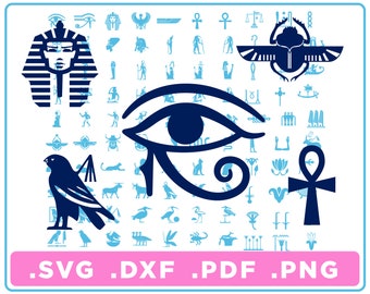 Ägypten Ägyptische Symbole Großes Set von 100 einzelnen Symbolen svg/dxf/png/pdf, Schnittdateien, Digitaler Download, Cricut, Silhouette, Glowforge