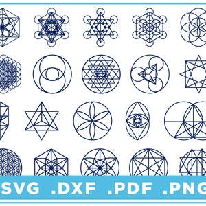 Sacred Geometry Set of 20 individual designs svg/dxf/png/pdf, cut files, Digital Download, Cricut, Silhouette, Glowforge, instant download