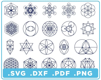 Sacred Geometry Set of 20 individual designs svg/dxf/png/pdf, cut files, Digital Download, Cricut, Silhouette, Glowforge, instant download
