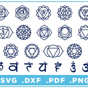 Chakra Symbol Set von 21 Einzeldesigns svg/dxf/png/pdf, Schnittdateien, Digitaler Download, Cricut, Silhouette, Glowforge, direkter Download