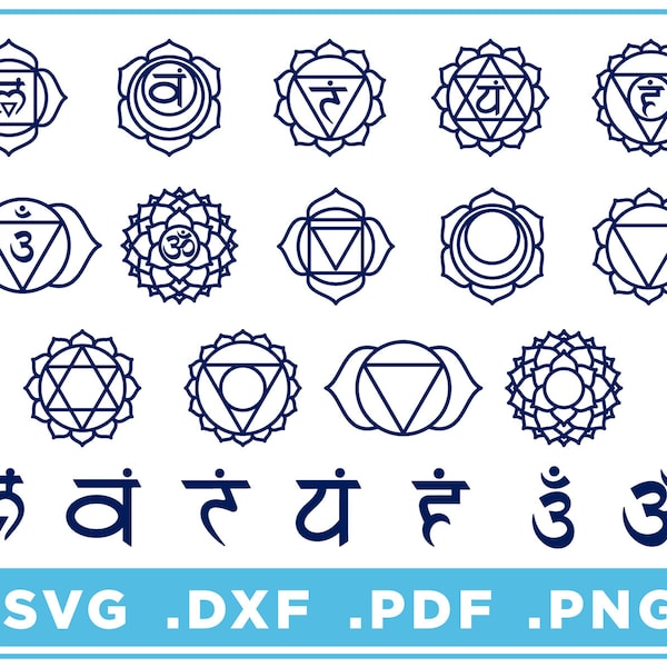 Chakra Symbol Set of 21 individual designs svg/dxf/png/pdf, cut files, Digital Download, Cricut, Silhouette, Glowforge, instant download