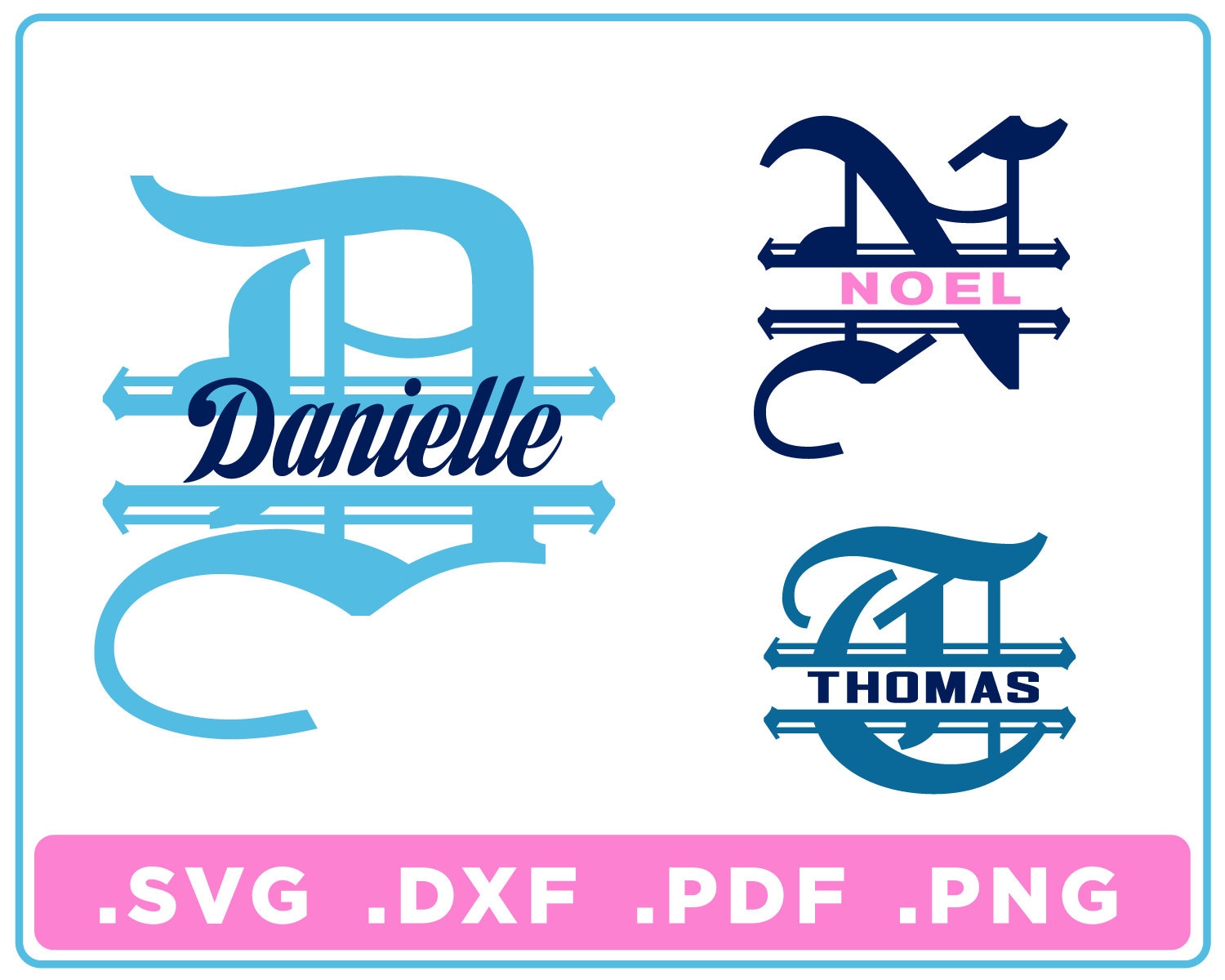 Split Monogram Svg/dxf/png/pdf, Alphabet Cut Files, Digital Download ...