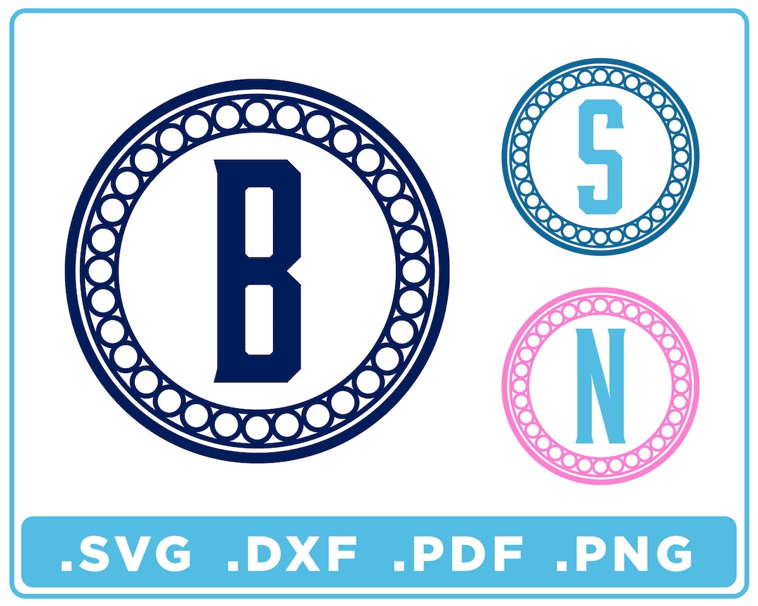 Circle Monogram Svg/dxf/png/pdf, Alphabet Cut Files, Digital Download ...
