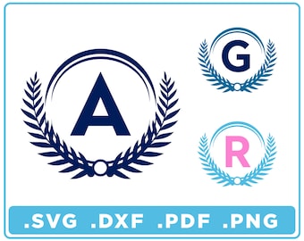 Circle Monogram svg/dxf/png/pdf, Alfabeto tagliato file, Digital Download, Cricut, Silhouette, Glowforge 26 lettere individuali, download istantaneo