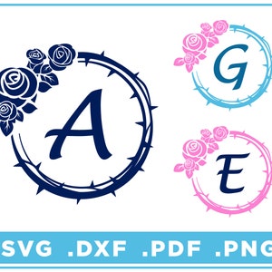 Circle Monogram svg/dxf/png/pdf, Archivos cortados alfabéticos, Descarga digital, Cricut, Silhouette, Glowforge 26 letras individuales, descarga instantánea
