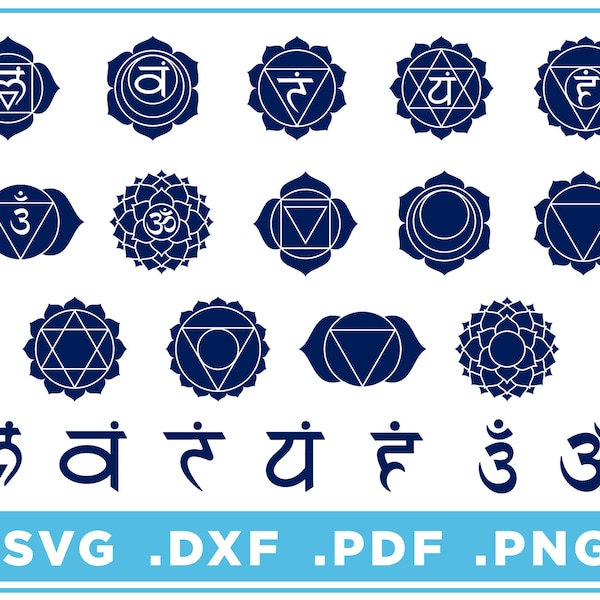 Chakra Symbol Set of 21 individual designs svg/dxf/png/pdf, cut files, Digital Download, Cricut, Silhouette, Glowforge, instant download