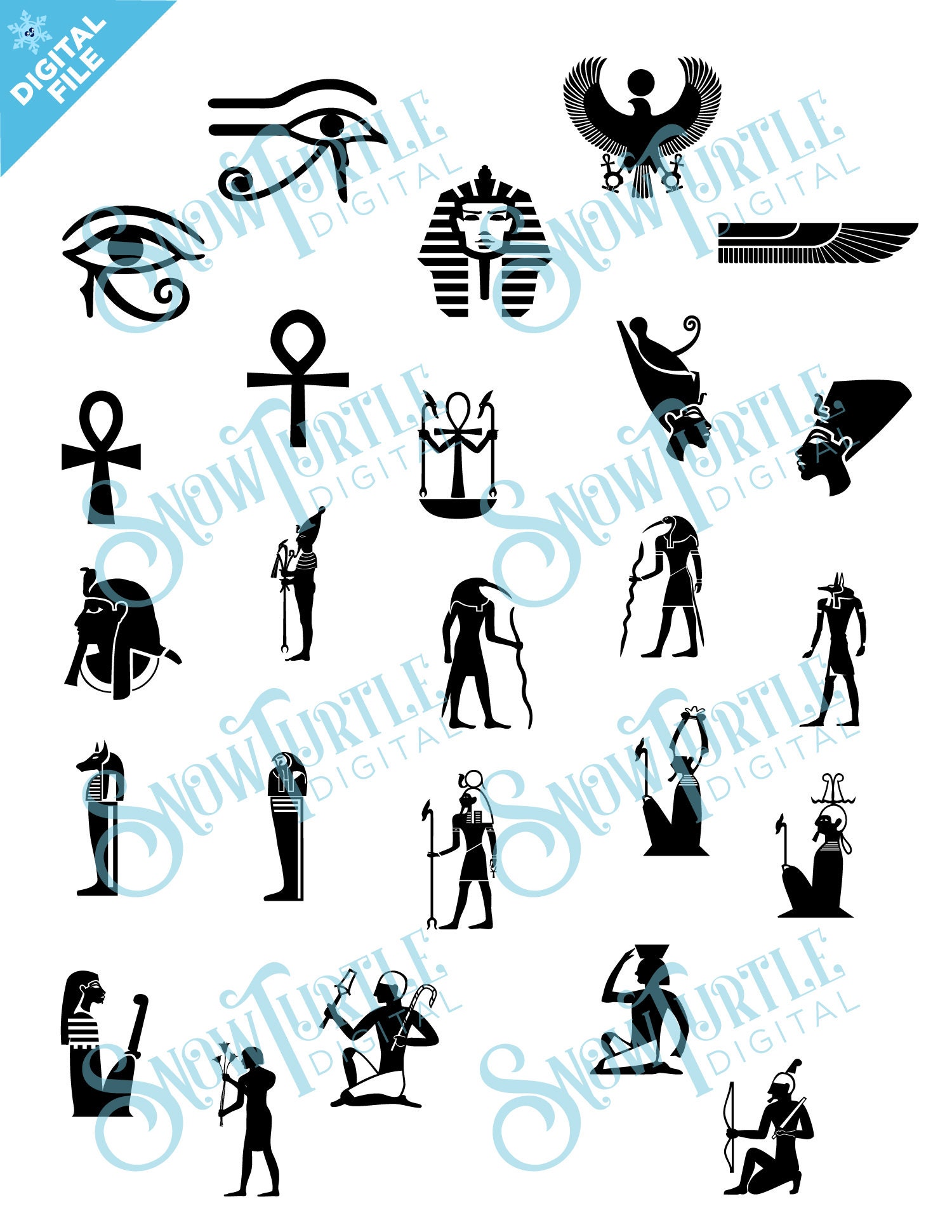 Egypt Egyptian Symbols Large Set of 100 Individual Symbols Svg/dxf/png ...