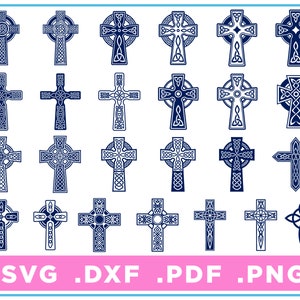 Celtic Knot Cross set de 25 svg/dxf/png/pdf, archivos cortados, Descarga digital, Cricut, Silhouette, Glowforge, descarga instantánea