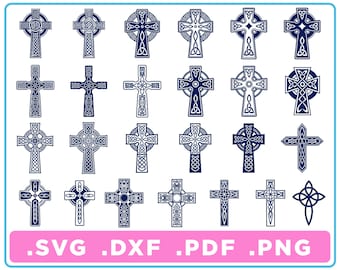Celtic Knot Cross set de 25 svg/dxf/png/pdf, archivos cortados, Descarga digital, Cricut, Silhouette, Glowforge, descarga instantánea