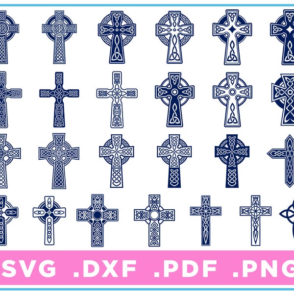 Celtic Knot Cross set of 25 svg/dxf/png/pdf, cut files, Digital Download, Cricut, Silhouette, Glowforge, instant download