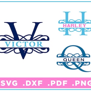 Split Monogram svg/dxf/png/pdf, Alphabet cut files, Digital Download, Cricut, Silhouette, Glowforge 26 letras individuales, instant download