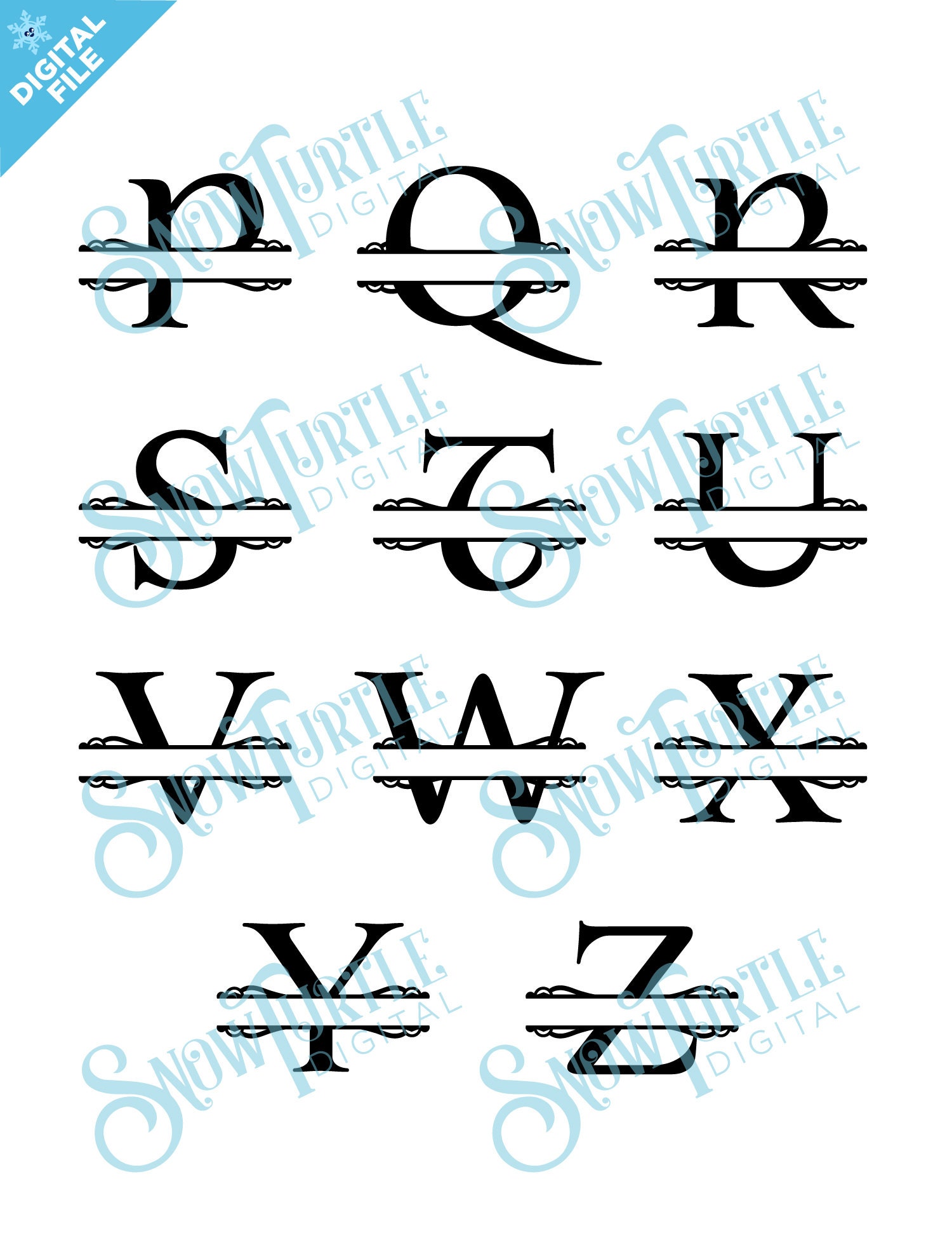 Splitcamera Monogram Split Monogram Svg/dxf/png/pdf Alphabet Cut Files Digital - Etsy