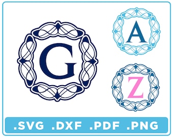 Circle Monogram svg/dxf/png/pdf, Alphabet cut files, Digital Download, Cricut, Silhouette, Glowforge 26 individual letters, instant download