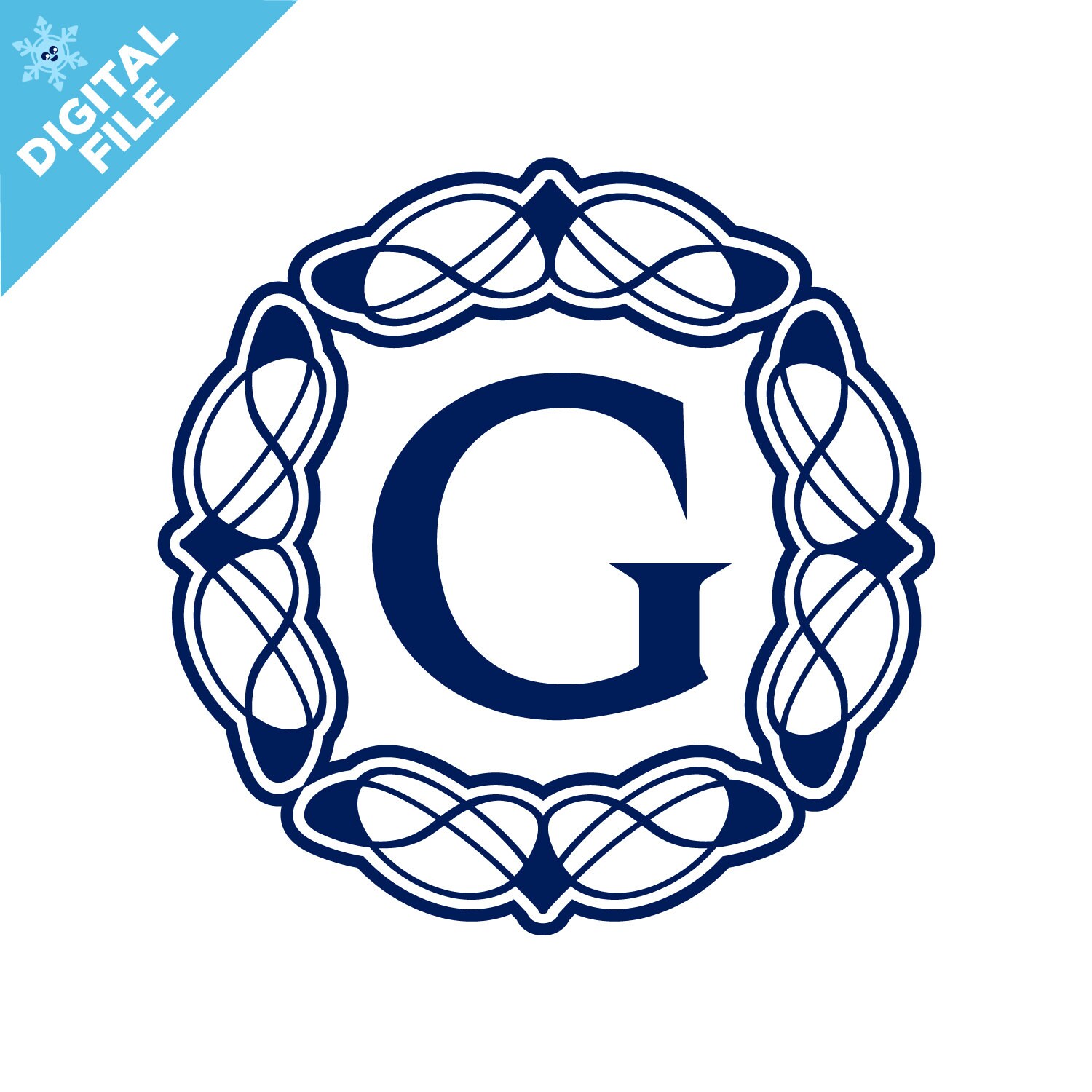 Circle Monogram Svg/dxf/png/pdf Alphabet Cut Files Digital - Etsy