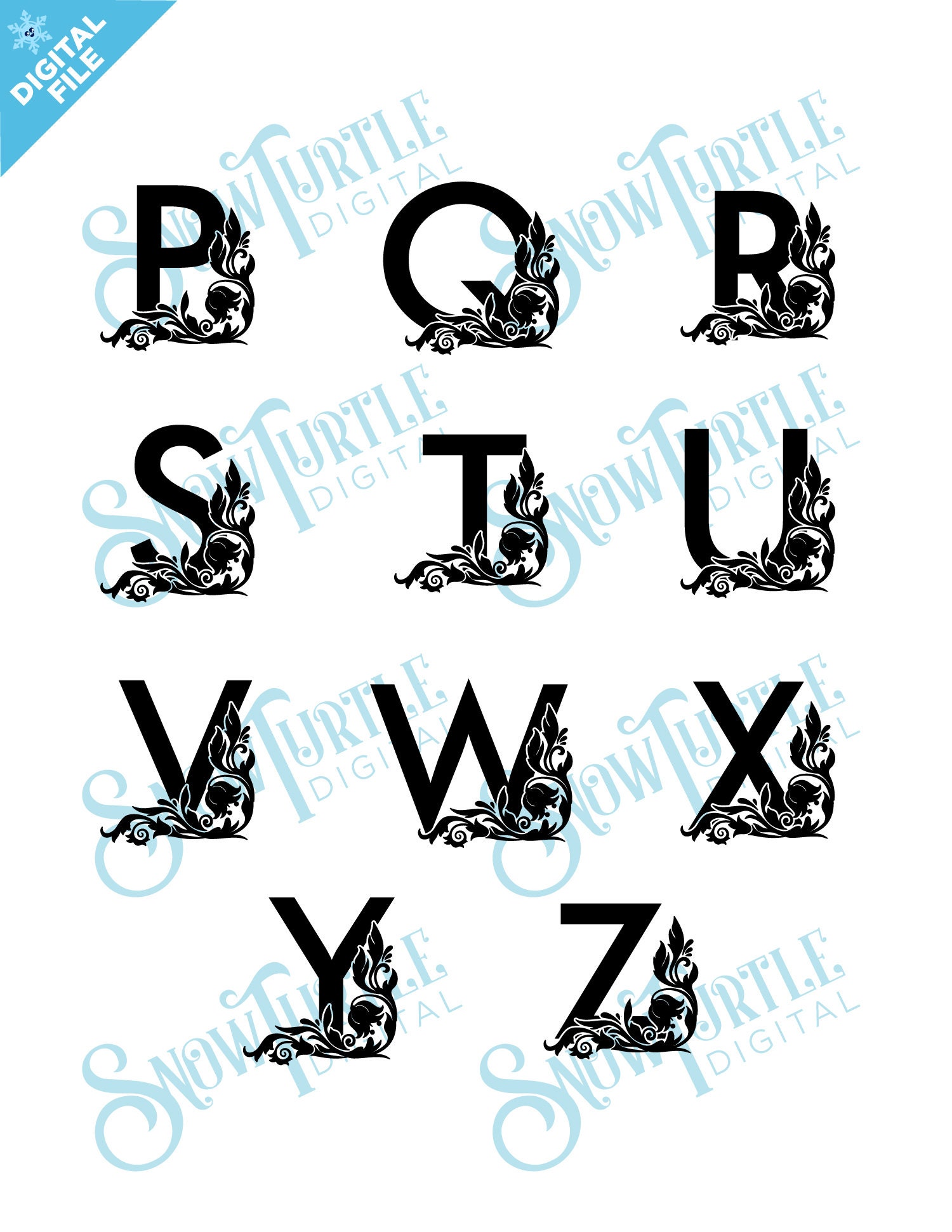 Single Monogram Single Monogram Svg/dxf/png/pdf, Alphabet Cut Files, Digital Download ...