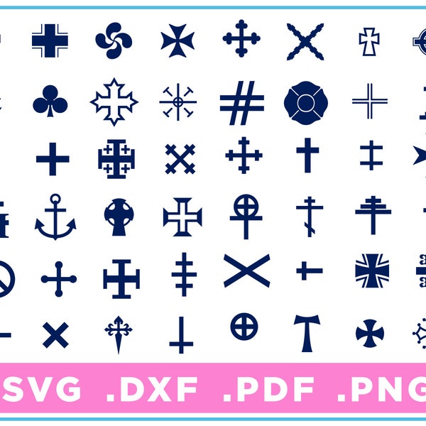 Crosses Of The World set of 48 svg/dxf/png/pdf, cut files, Digital Download, Cricut, Silhouette, Glowforge, instant download Cross download