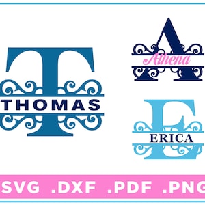 Split Monogram svg/dxf/png/pdf, Alphabet cut files, Digital Download, Cricut, Silhouette, Glowforge 26 letras individuales, instant download