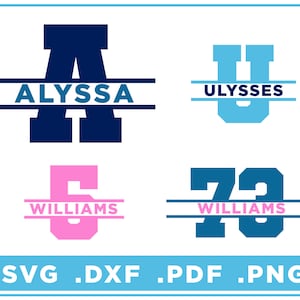 Split Monogramm svg/dxf/png/pdf, Alphabet Cut Files, Digital Download, Cricut, Silhouette, Glowforge 26 Buchstaben, 10 Zahlen, direkter Download