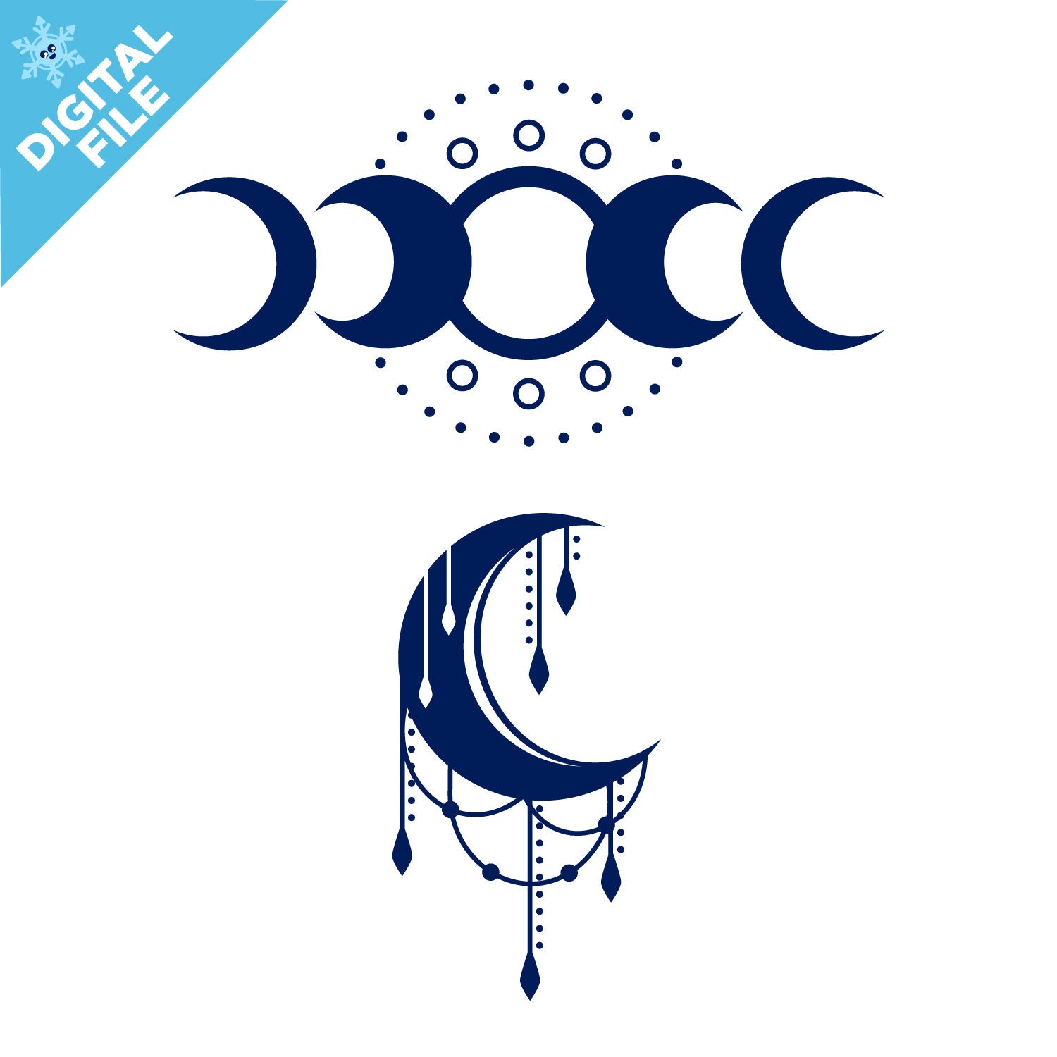 Moon Icons Wiccan Symbols 20 Occult Icon Svg/dxf/png/pdf, Cut