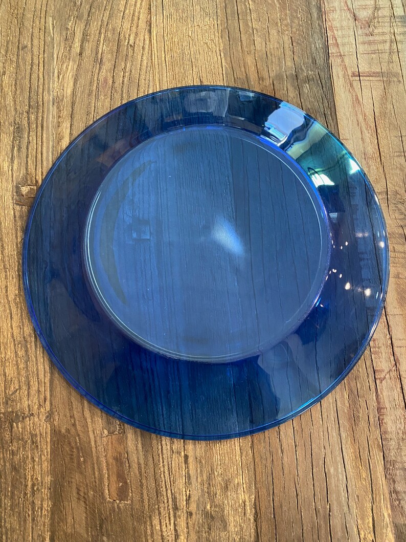 Cobalt Blue Glass Dinner Plates Etsy