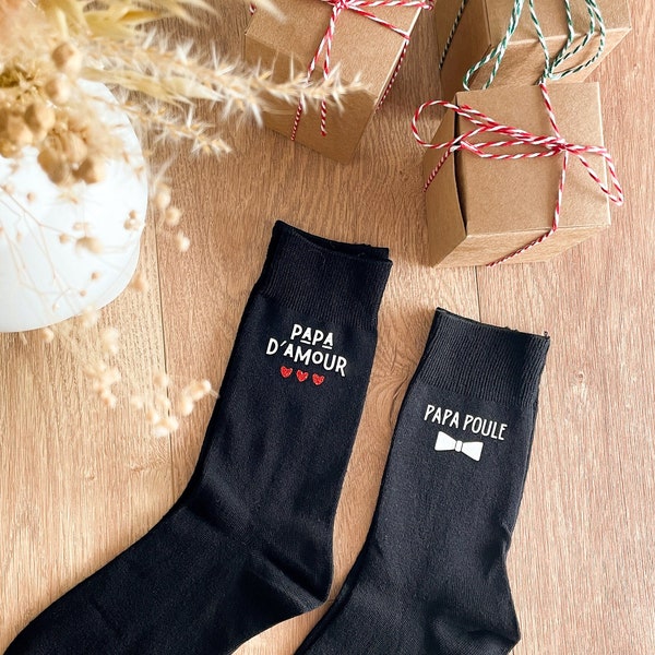 Chaussettes personnalisées de Noël (lot de 2 paires) - Cadeau original pour Papa, Papy & Tonton - Cadeau de Noël personnalisé à petit prix
