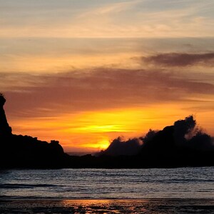 Painted Sunset over Pacific Waves ~ Sunset Bay, Oregon