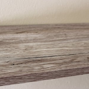 White Oak Imitation Floating Shelf, Custom Shelves with Brackets, Grey Wood Shelf, Wooden Book Shelf, Kitchen Shelf, Bedroom Shelf