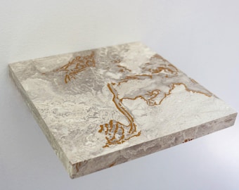 Faux White Gold Marble Shelf, Ivory Marble Shelf, Beige Custom Floating Shelf, Modern Kitchen Shelf, Handmade Wall Mounted Shelf