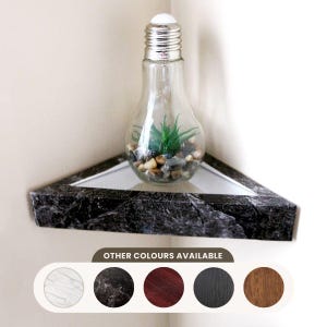 Black Marble Imitation Corner Shelf, Glass Triangle Shelf, Custom Shelf, Triangle Shelf