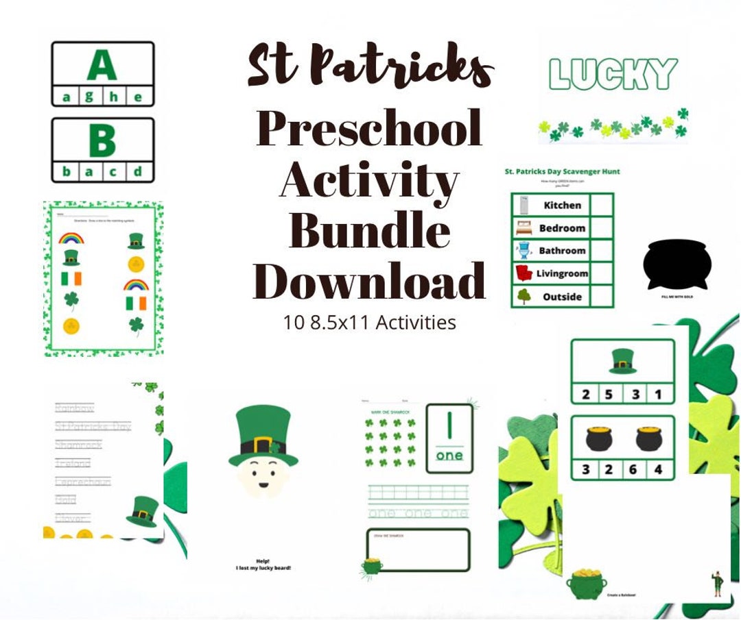 St. Patricks Day Activity Preschool Bundle // Learning Worksheets ...