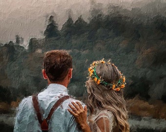 custom oil painting portrait From Photo on canvas, wedding portrait, couple portrait, digital portrait, birthday gift, wedding painting, house