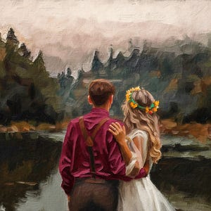 oil painting From Photo on canvas framed wedding portrait family portrait for couple engagement portrait pet portrait digital printed
