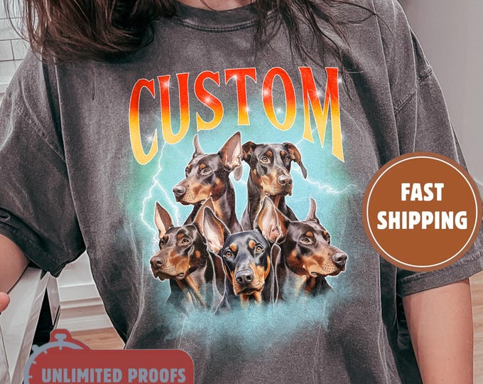 Custom Comfort Colors Vintage Bootleg Pet Shirt Pet Photo + Name Custom Dog Portrait Personalized Shirt Custom T Shirts Cat Shirt 90's Tee