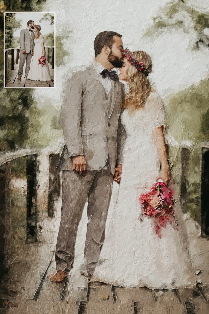 custom oil painting portrait From Photo on canvas wedding portrait family portrait for couple birthday engagement portrait pet memorial image 9