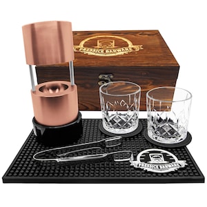 Ice Ball Press Kit by Pressice Barware - Custom Engraving Available - Ice Ball Maker - Craft Ice Spheres - Made in USA