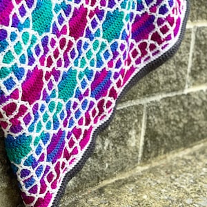 By Any Other Name - Overlay Mosaic Crochet PATTERN ONLY, advanced mosaic crochet, colorful blanket, geometric throw, islamic star design