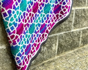 By Any Other Name Mosaic Crochet Blanket PATTERN: Geometric Islamic Star Throw (PDF)