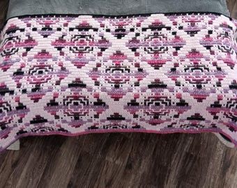 Aspen Mosaic Crochet Blanket Pattern: Geometric Throw (PDF Pattern)