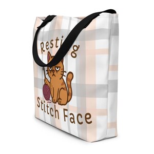 Ultimate Crochet Project Bag, Resting Stitch Face, Funny crochet gift, gift for crocheters, cat lovers, cat crochet, gift for mom