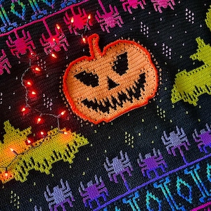 Halloween Mosaic Crochet Blanket Pattern: Spooky Pumpkin Design (PDF)