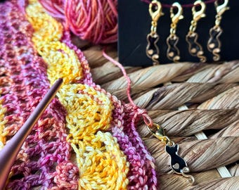 Marcadores de punto de gato: Artículos para tejer a crochet - Juego de 5