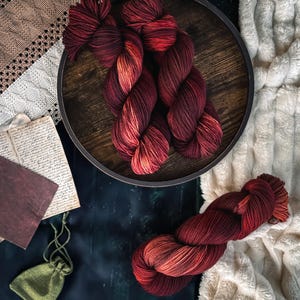 Barnyard Hand-Dyed Merino Wool Yarn: Earthy Red Autumn Tones